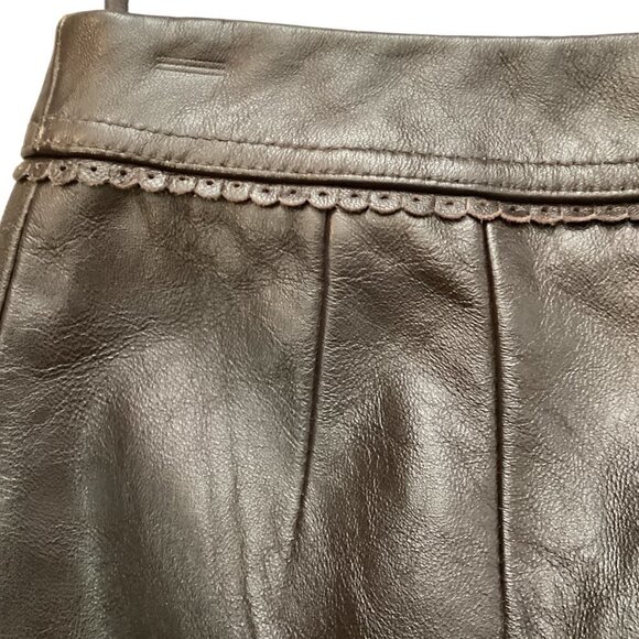 Dark Brown Leather Skirt Sz 6 Jaclyn Smith #173F - Picture 7 of 12